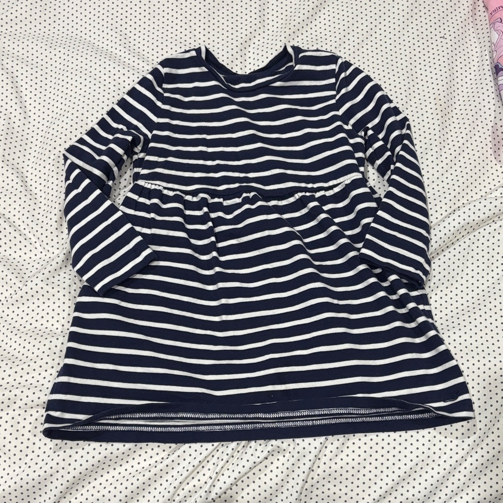 Vineyard Vines Navy and White Striped Long Sleeve dress with pockets